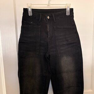 Bagged Barrel Black Jeans